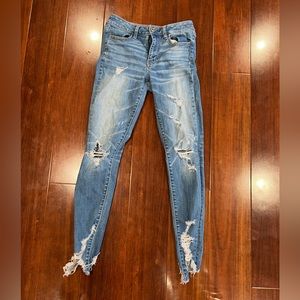 blue ripped skinny jeans size 2